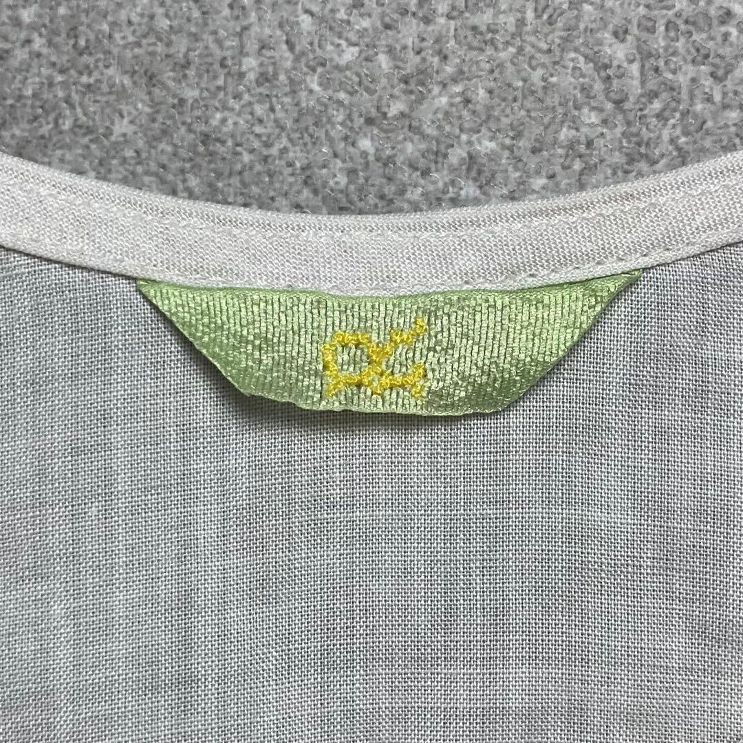 【リネン100% R刺繍】45R ノースリーブワンピース フレンチスリーブ