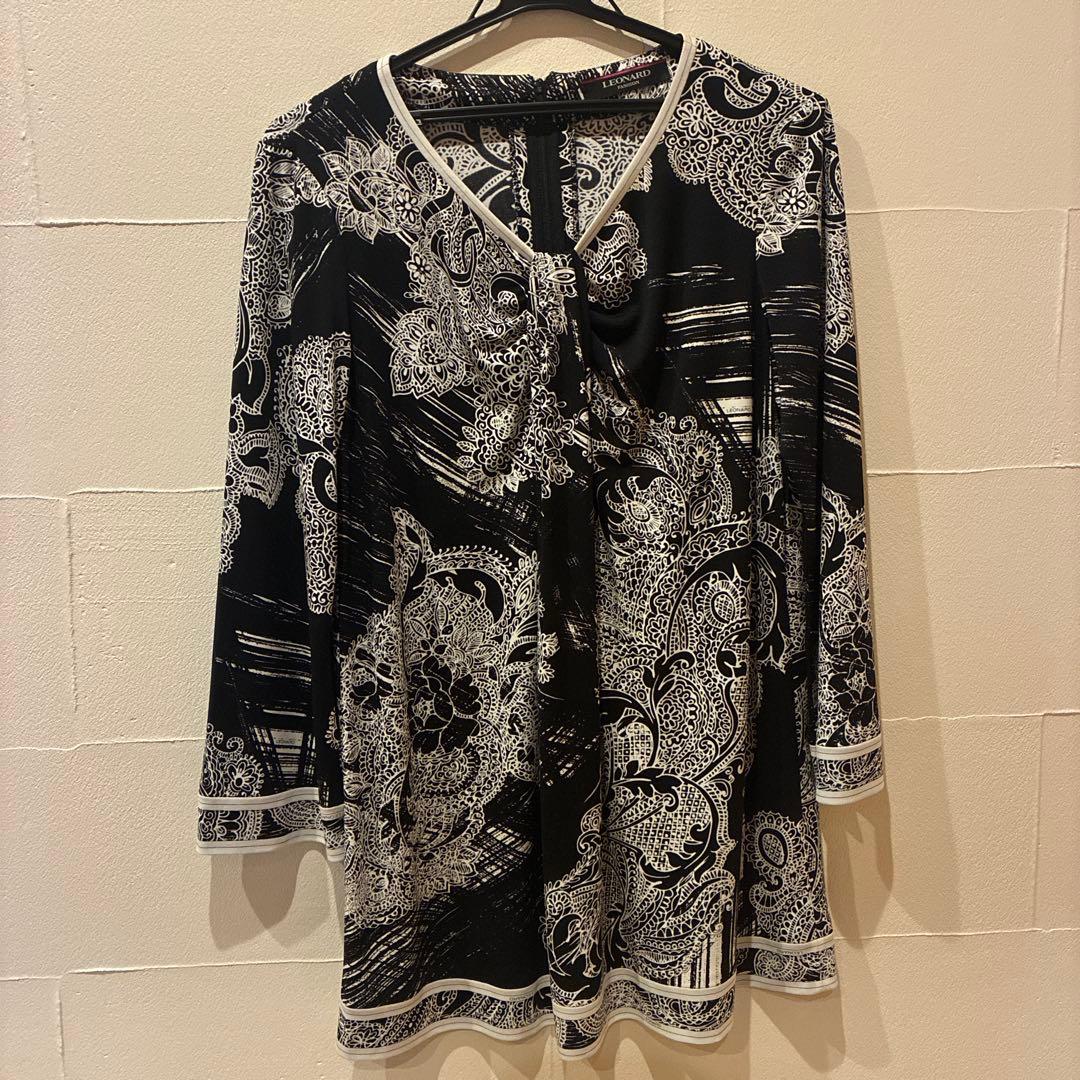 レオナール　ペイズリー柄　長袖チュニック