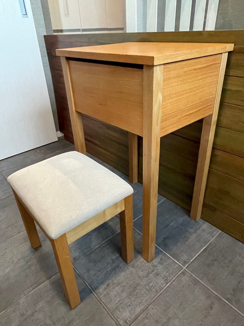 eputy■MUJI無印良品 天然木タモ材 ドレッサー＆スツール/チェア