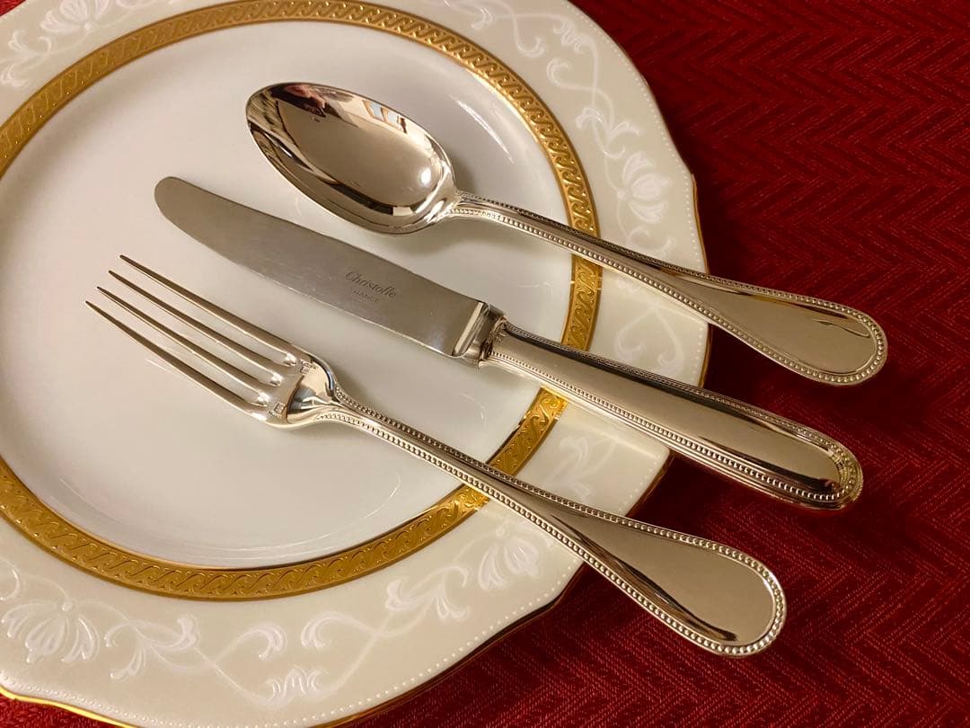 【☆上品なパール美品☆】クリストフル パール デザートサイズカトラリーセット