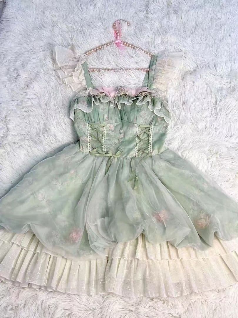 ゴスロリ・ロリータドレス お嬢様 ロリィタJSK 可愛い フリル　リボン付き