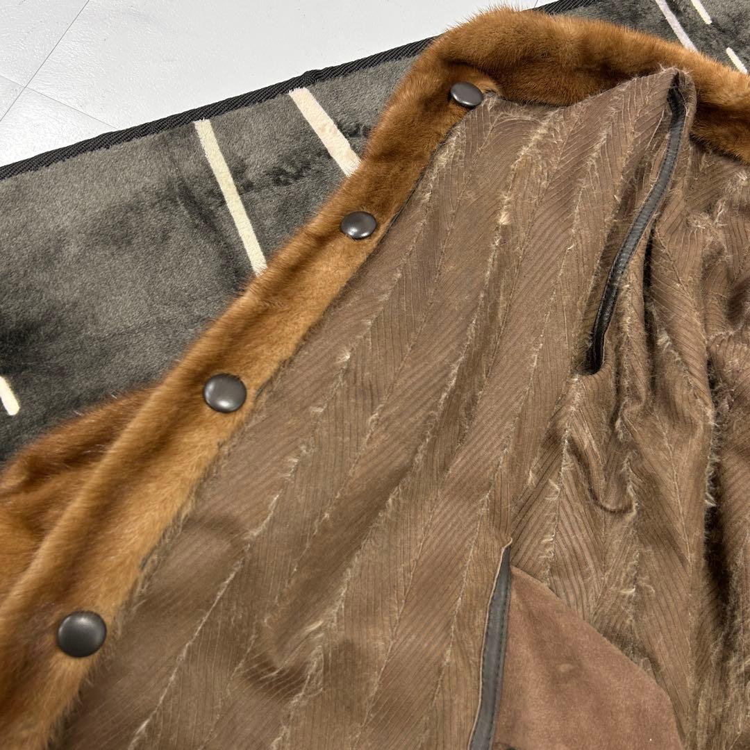 高級 パステルミンク 毛皮 リバーシブル コート レディース ブラウン 鼬