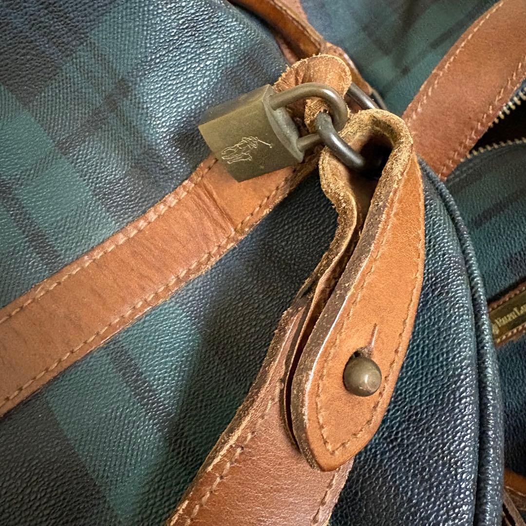 ポロラルフローレン レザーPVC 2way ブラックウォッチ ボストンバッグ