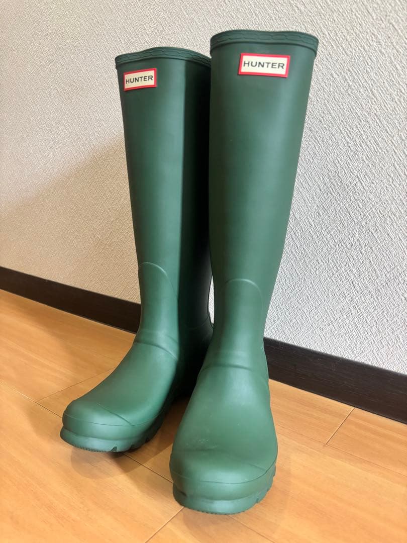 HUNTER グリーン 長靴 バックル付き