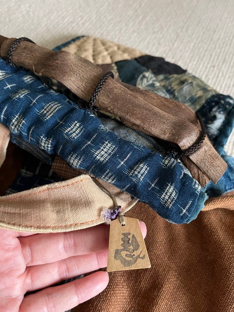 一点物◆柿渋 山葡萄 藍染リュック ハンドメイド 古布パッチワーク◆