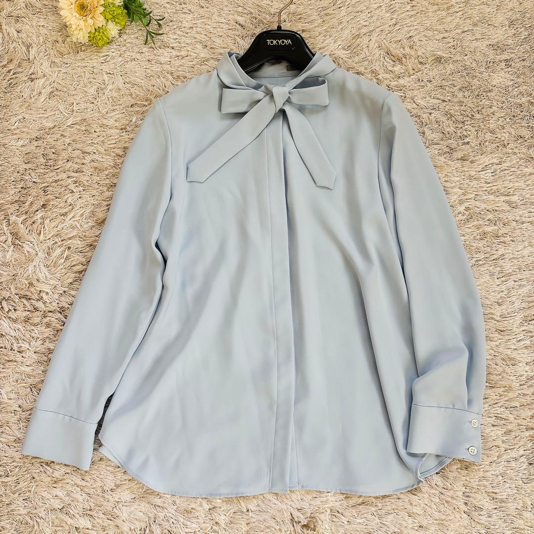 theory luxe 23SS 2Way ボウタイブラウス Jensブルー40