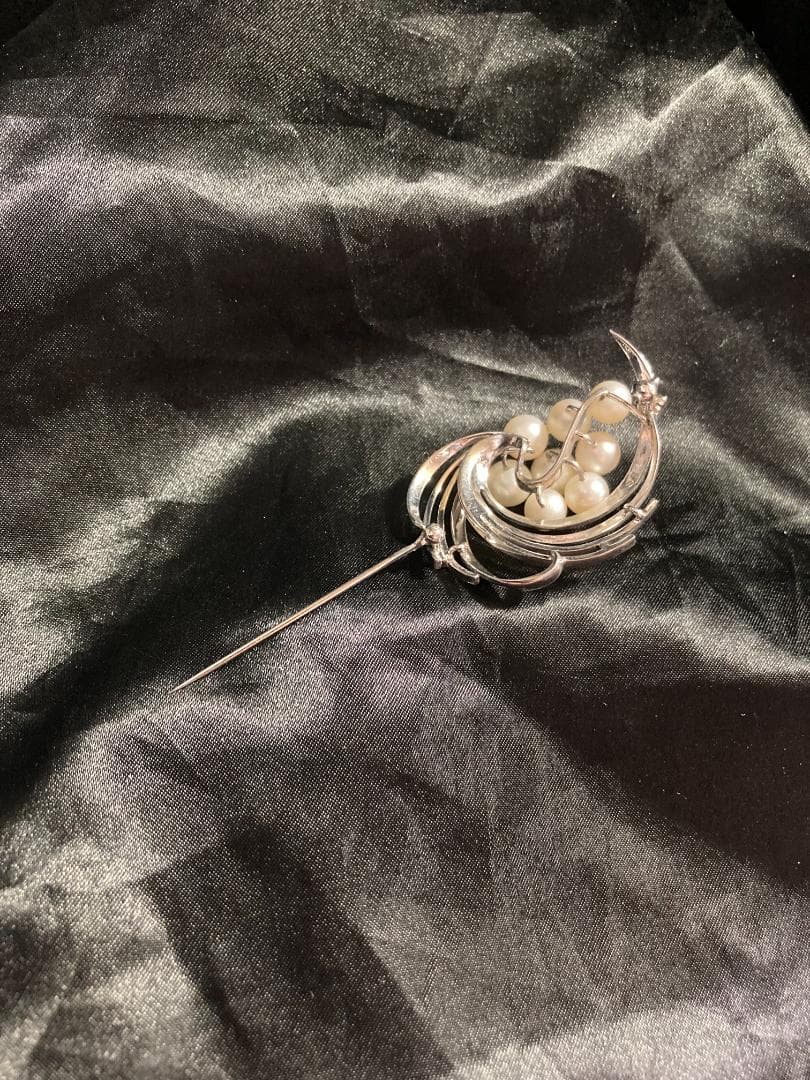 MIKIMOTO ミキモト ブローチ パール 真珠 8珠 シルバー 皇室御用達