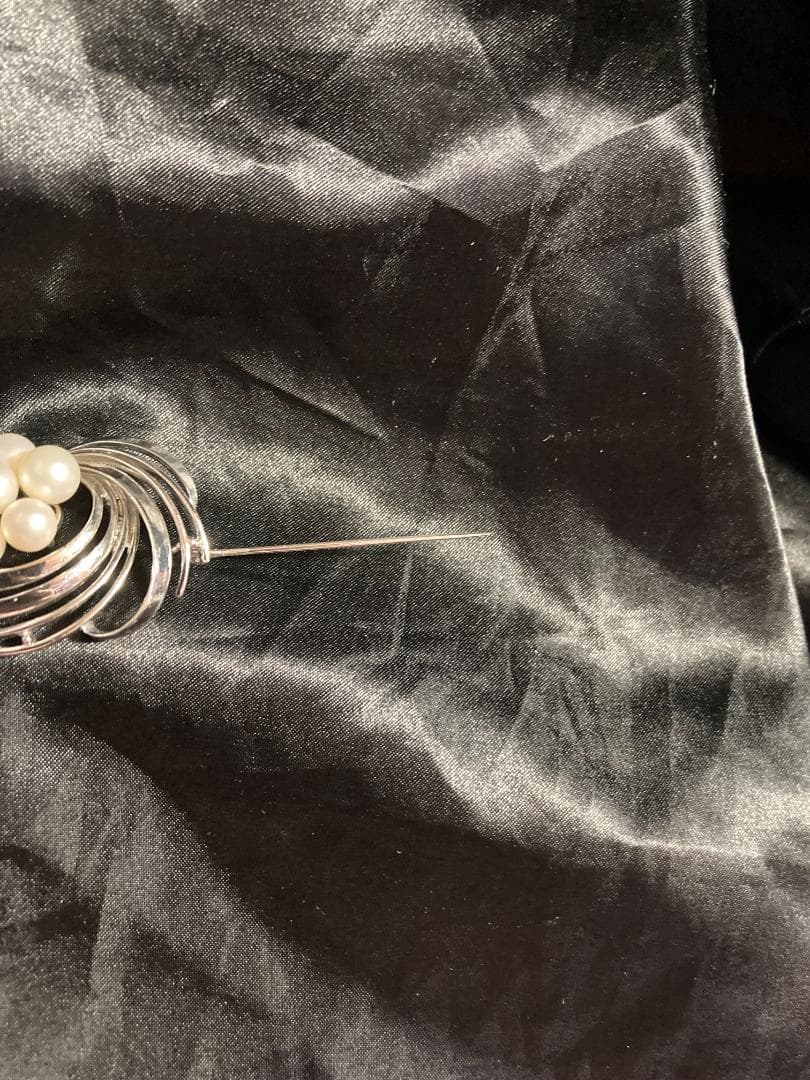 MIKIMOTO ミキモト ブローチ パール 真珠 8珠 シルバー 皇室御用達