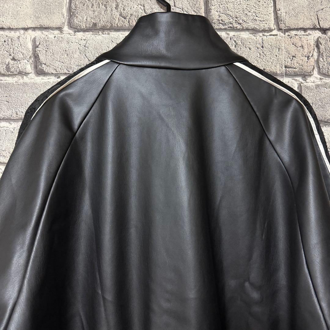 【美品】HARE　フェイクレザードルマントラックジャケット　ブラック　ブルゾン