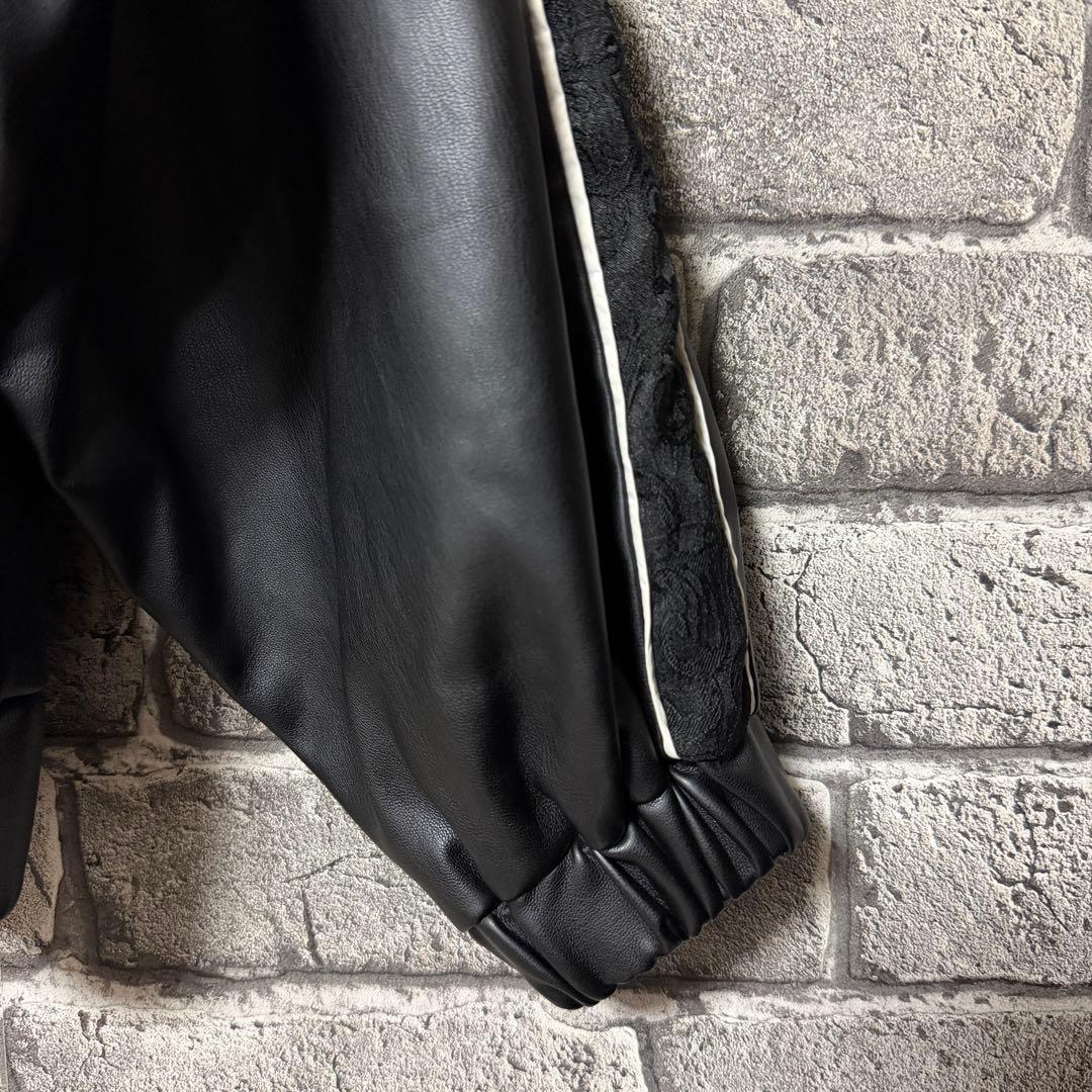 【美品】HARE　フェイクレザードルマントラックジャケット　ブラック　ブルゾン