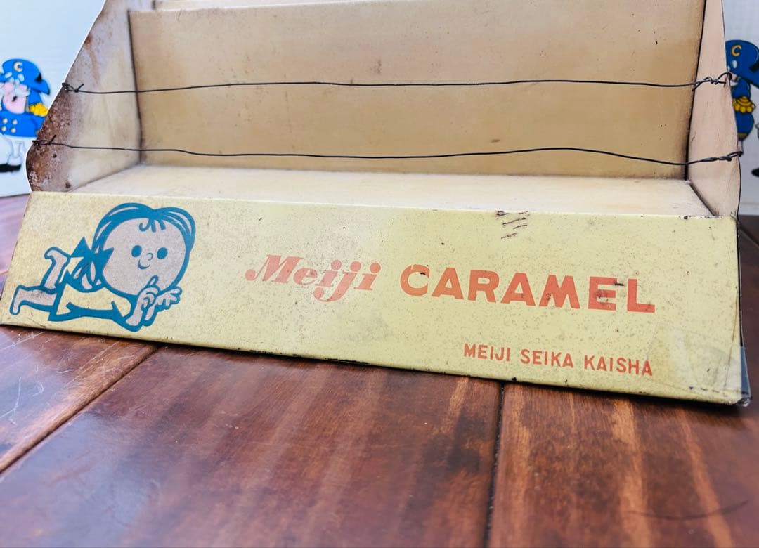 50' Meiji CARAMEL 明治キャラメル 店頭用ブリキラック 当時物