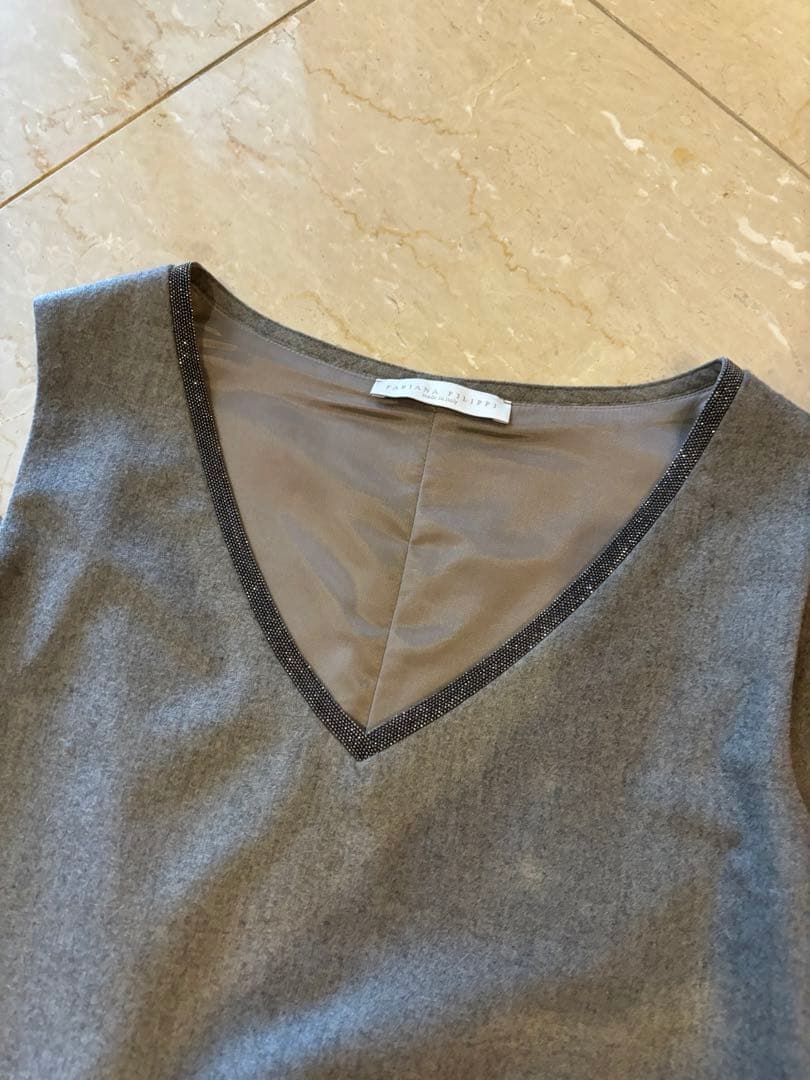 FABIANA FILIPPI グレー ノースリーブ Vネック ロングワンピース