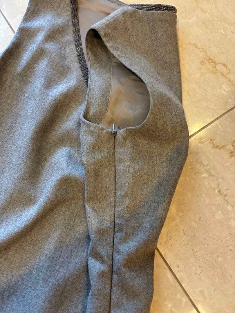 FABIANA FILIPPI グレー ノースリーブ Vネック ロングワンピース