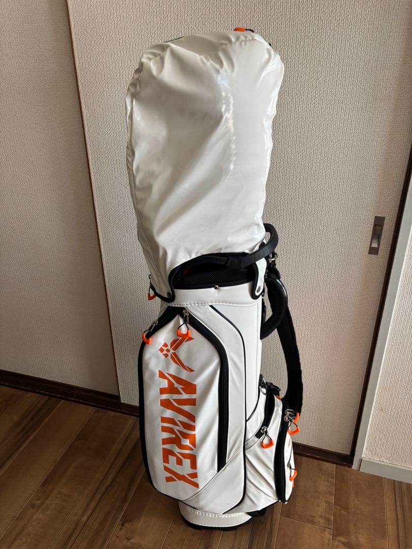 シゲ　　　AVIREX キャディバッグ ホワイトオレンジ