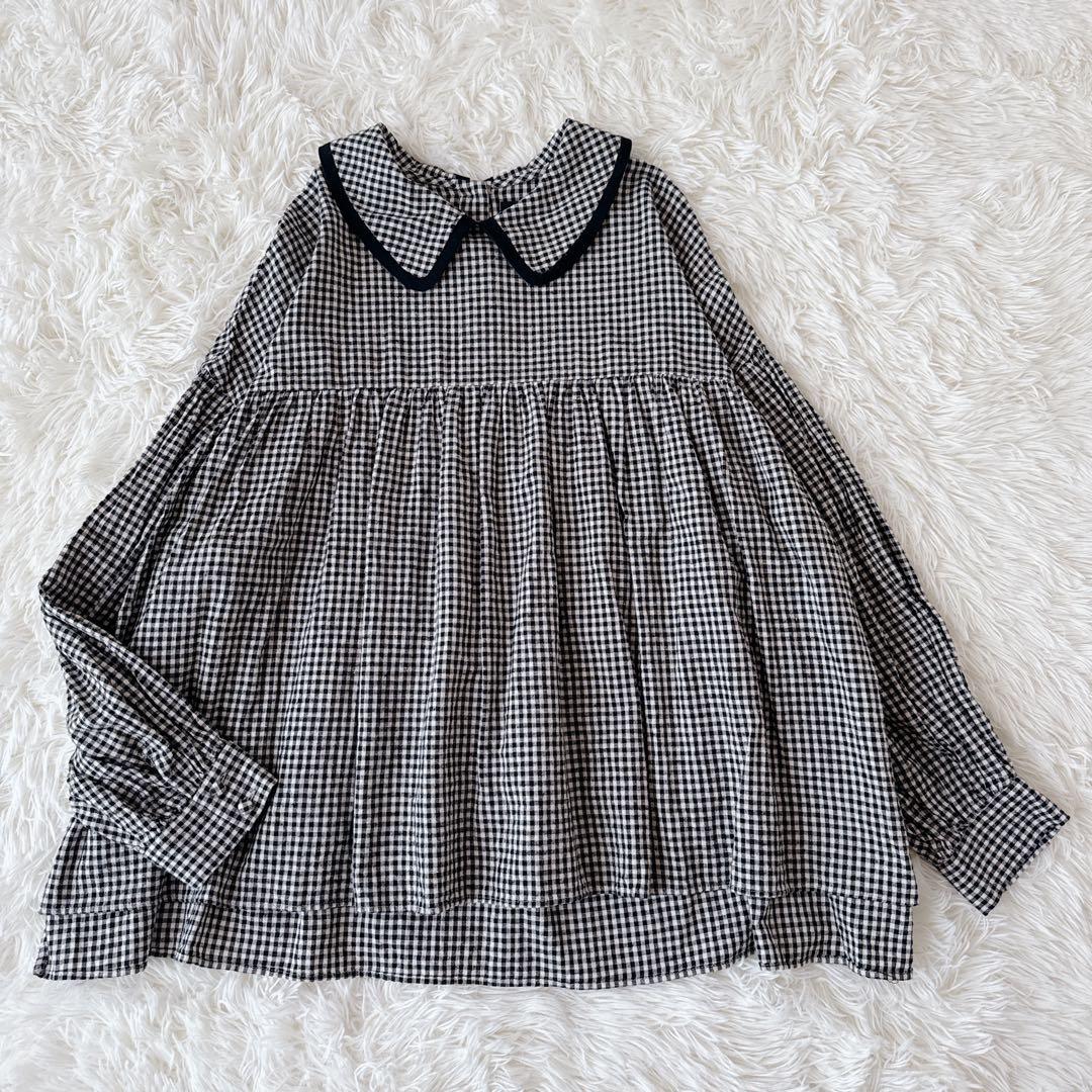完売品✨美品✨オオカミとフクロウ ギンガムチェック ブラウス 長袖 丸襟