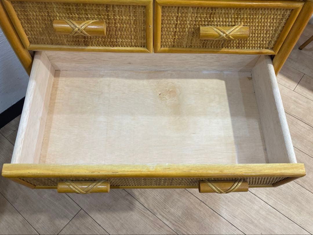 ラタン籐チェスト 家具 5段 タンス　レトロ アンティーク