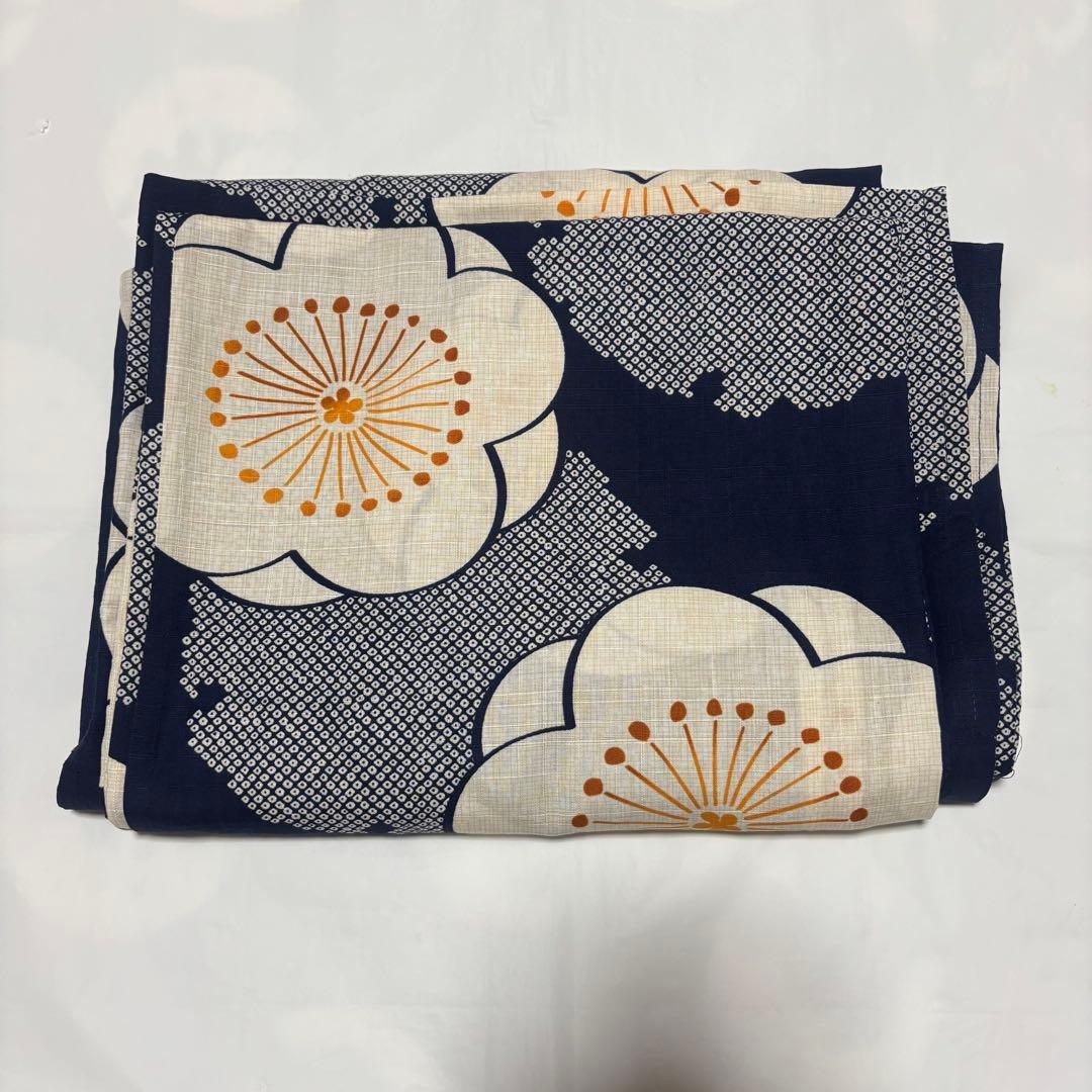 ゆかた館グレース 浴衣 2点セット 梅の花 紺色
