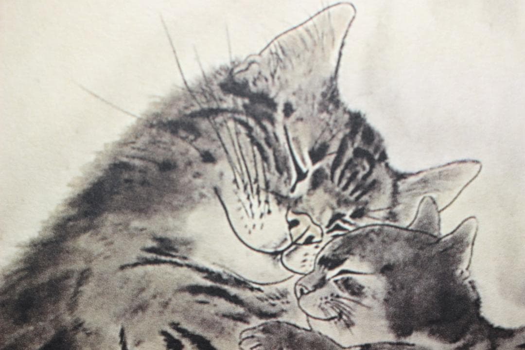 藤田嗣治 エスタンプリトグラフ 親子猫 29/100