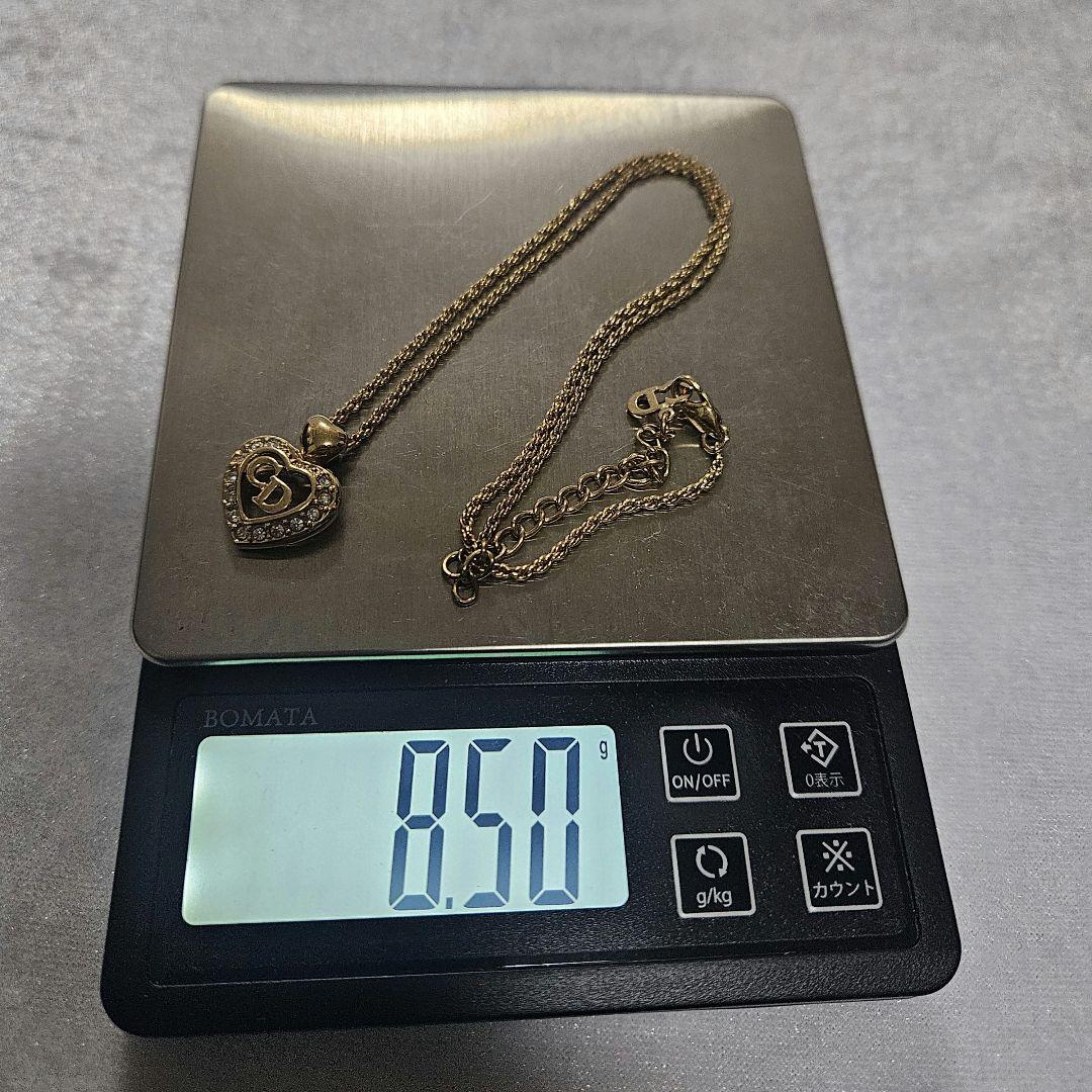 【美品】Christian Dior ネックレス ハートロゴ ラインストーン