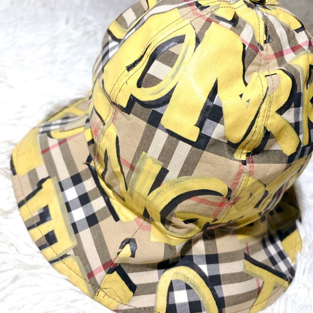 バーバリー バケットハット グラフィティ M/L ノバチェック イエロー