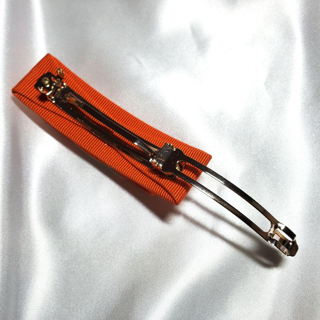 【極美品】箱・巾着つき☆フェラガモ バレッタ オレンジ×ゴールド h-014