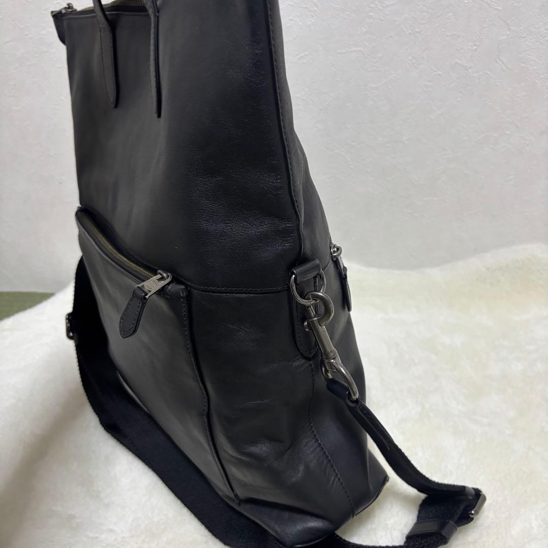 希少 コーチ ビジネスバッグ レザー 2way ショルダーバッグ ブラック 黒