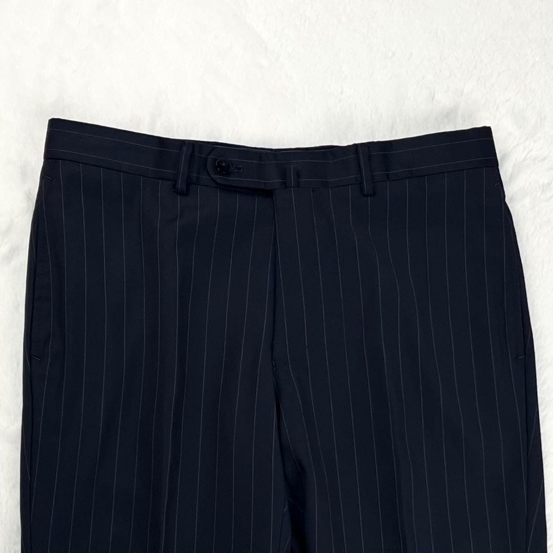 極美品 BEAMS F ピンストライプ ウール スーツ グレー 46