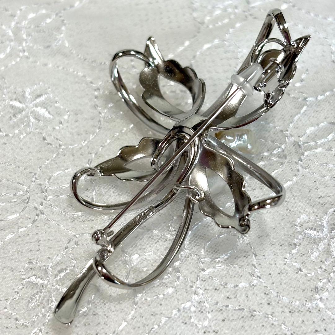 新品 GSTV 黒蝶真珠 白蝶ケシパール ブローチ ネックレストップ 箱/保証書