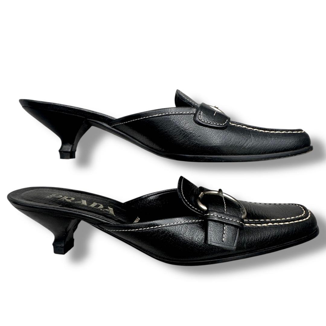 靴 Prada Leather Mule 37 Replaced Heels