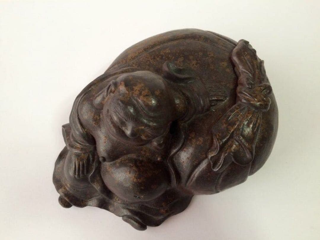 古備前　香炉 布袋】識箱付　備前焼 福の神 置物