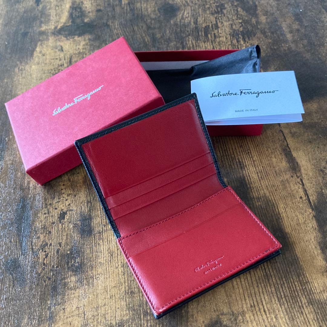【フェラガモ 】名刺入れ 赤 Salvatore Ferragamo