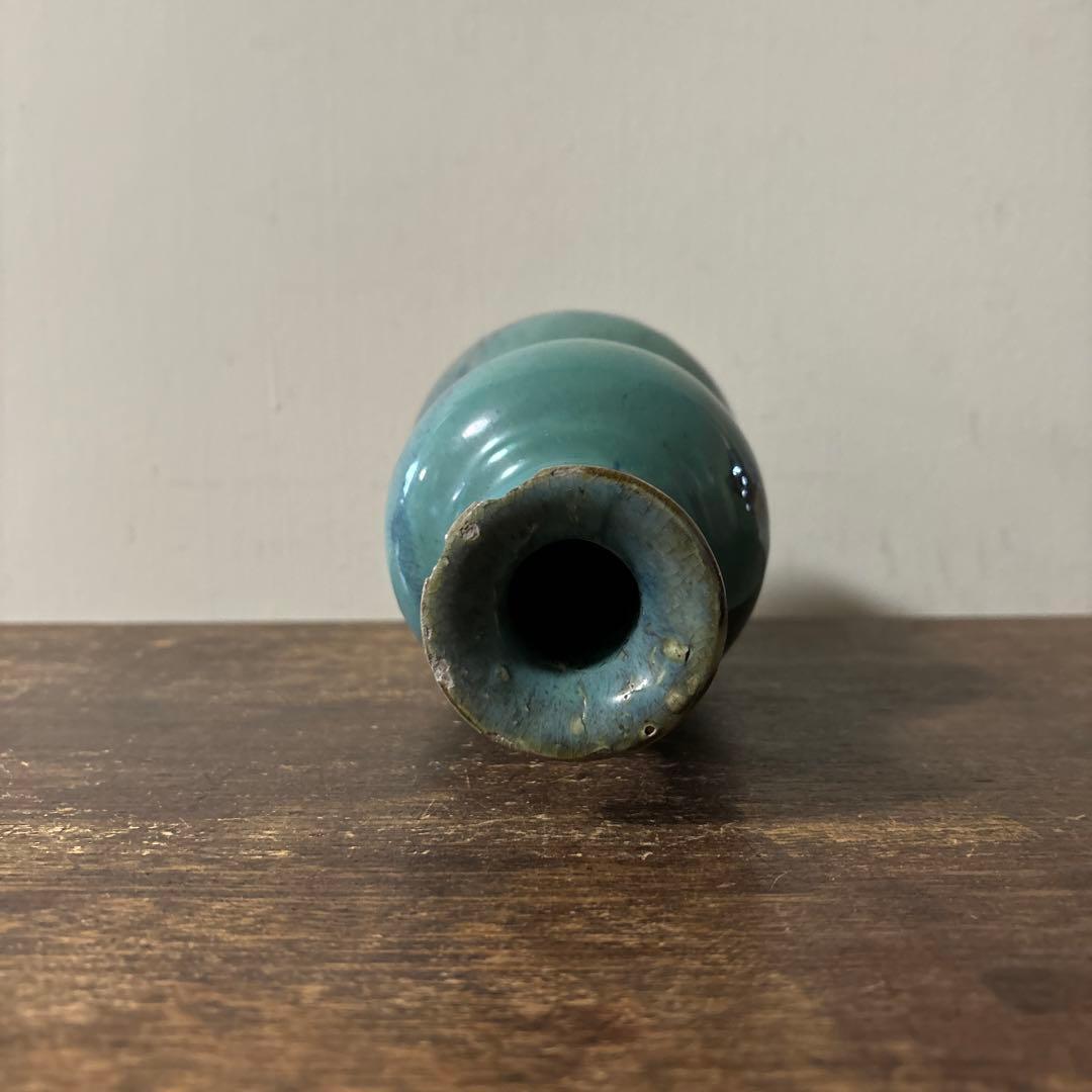 琉球　ユシビン 緑釉瓢形瓶　やちむん.壺屋焼.柳宗悦.民藝.アンティーク.李朝