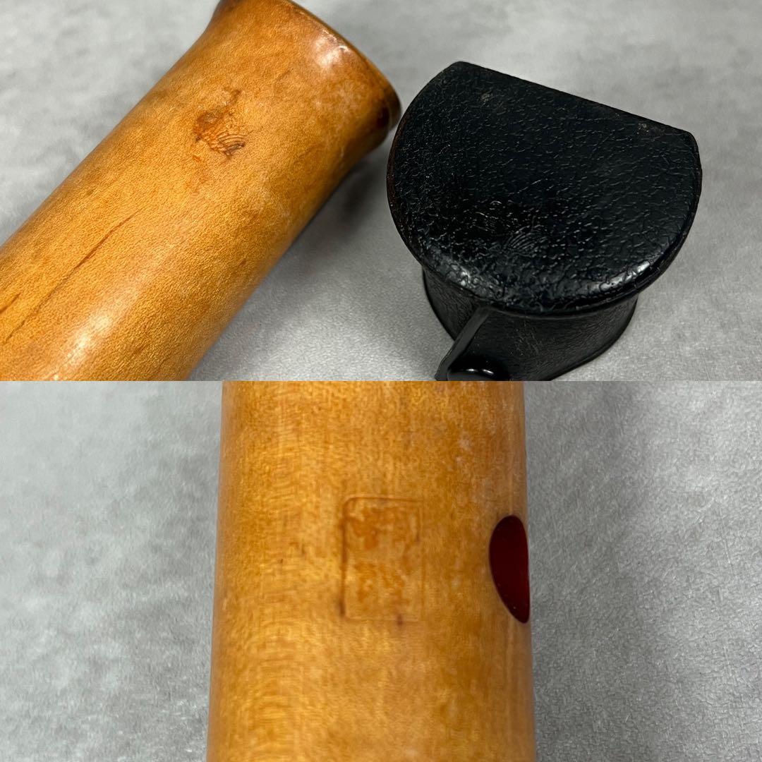 蝴蝶宝　尺八　琴古流　唄口バチ型　1尺8寸　木製　直管　節あり　印あり　現状品