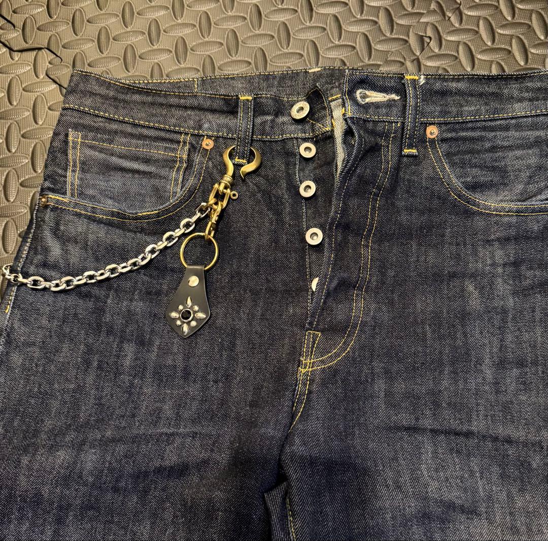 ウォレットチェーン スタッズキーリングセットコンビ39cm 真鍮　シルバー