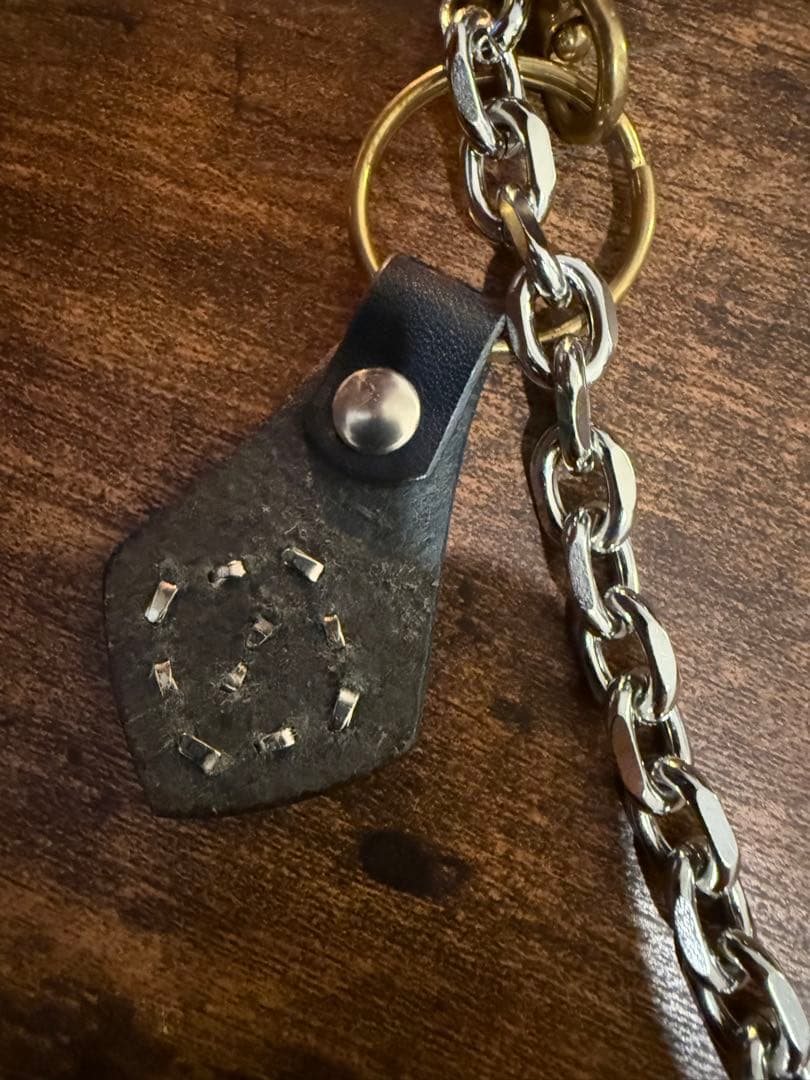 ウォレットチェーン スタッズキーリングセットコンビ39cm 真鍮　シルバー