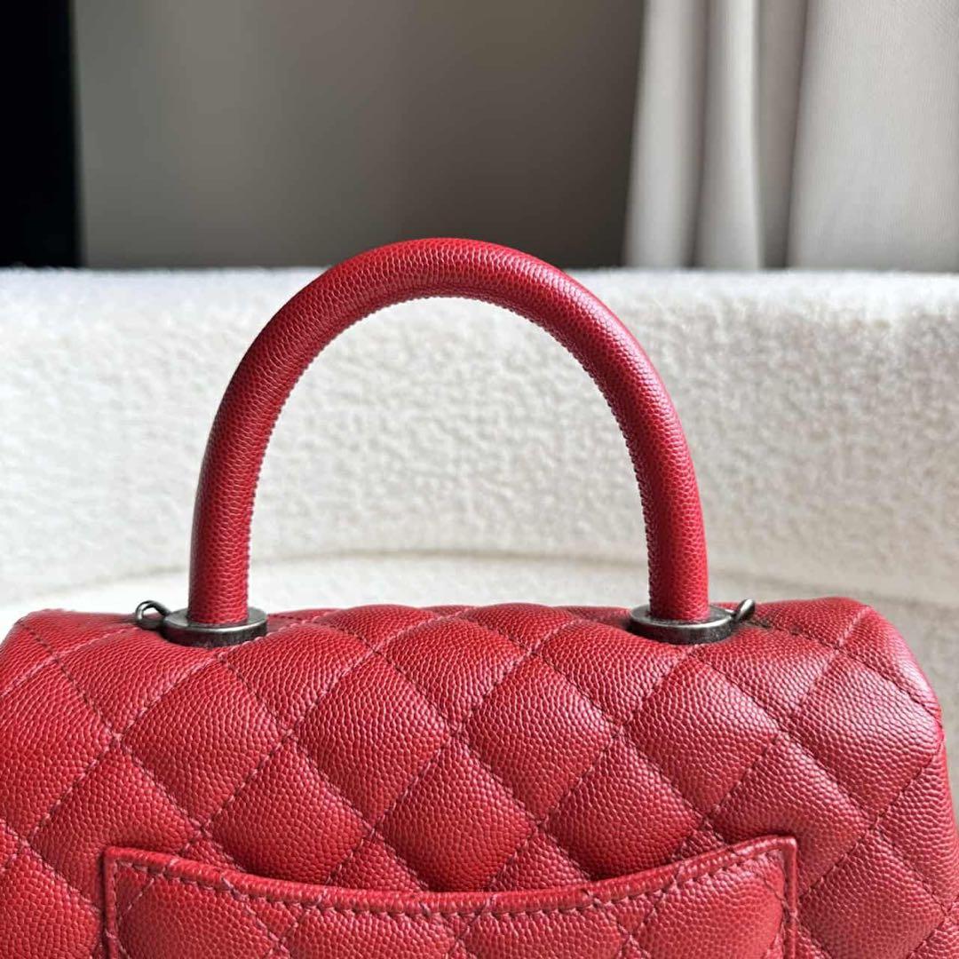CHANEL シャネル ココハンドル キャビアスキン 赤24 xs