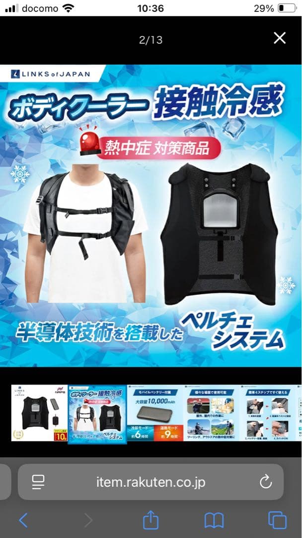 美品⭐️リンクス　ペルチェベスト　冷暖　2025年購入　フリーサイズ