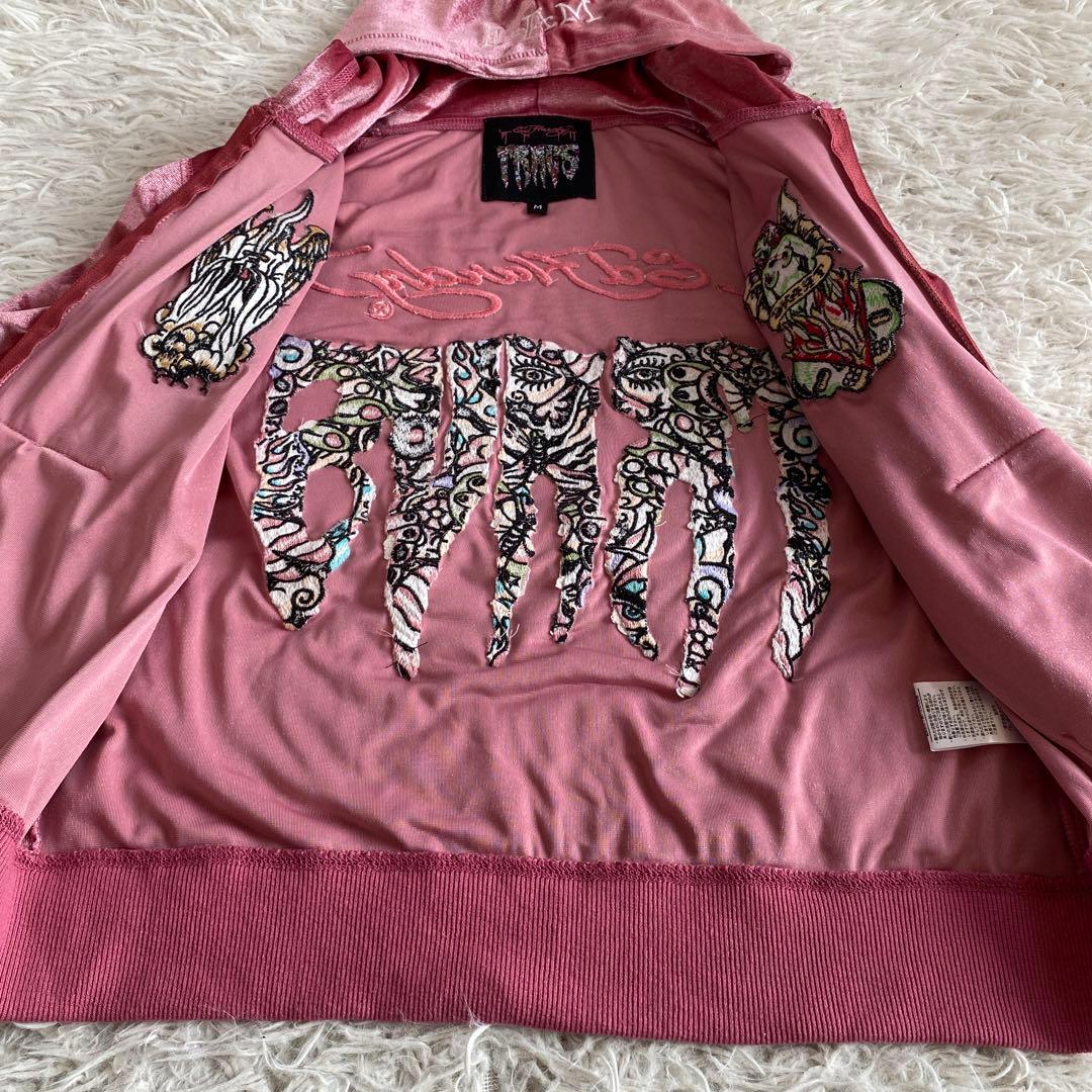 エドハーディ　パーカー　トラヴィス　ベロアセットアップ　ピンク