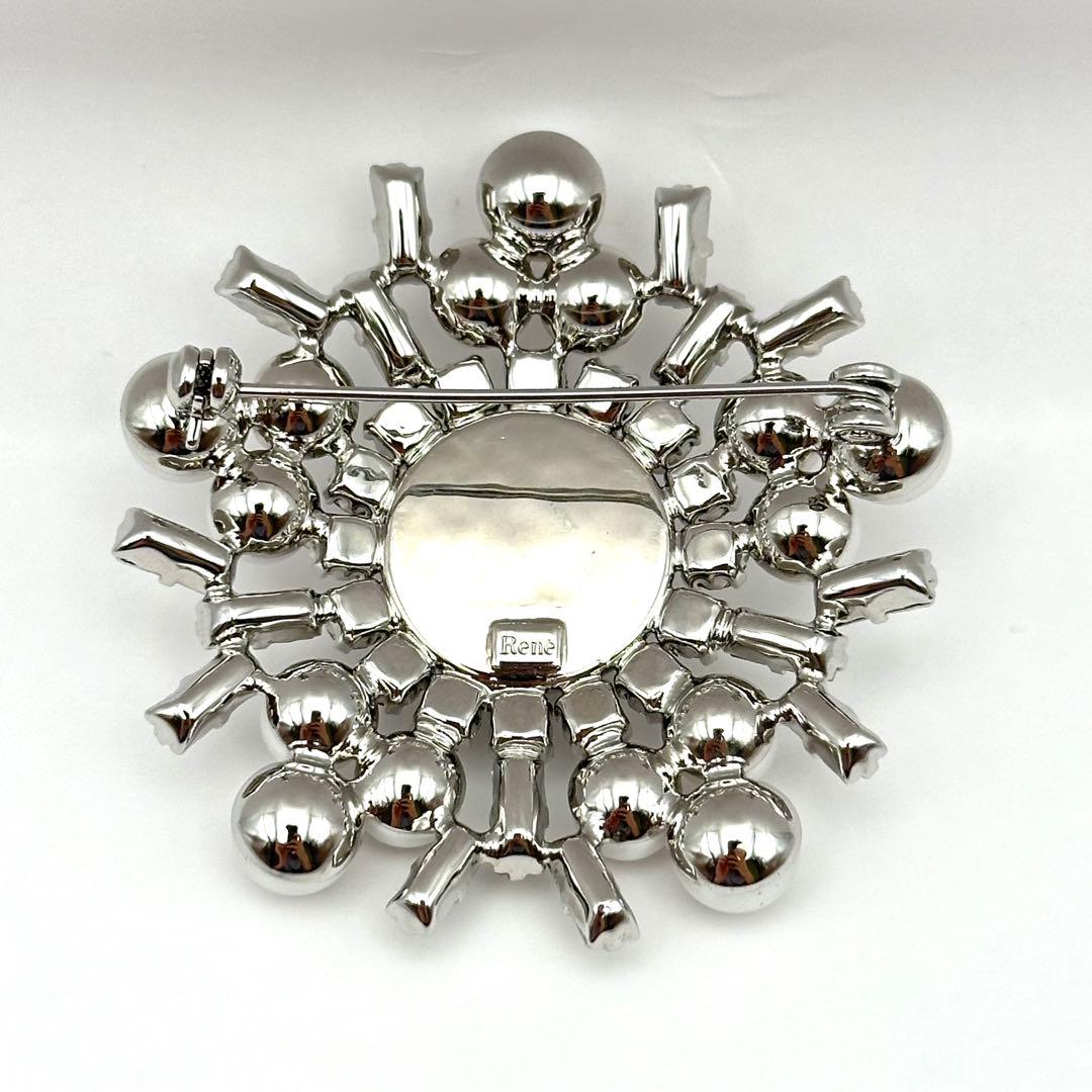 Rene ルネ ブローチ フェイクパール ビジュー シルバーカラー