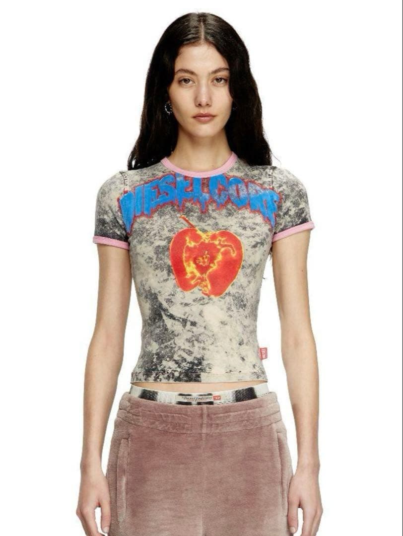 DIESEL❤️ T UNCUTTY SHORT Q1 T-SHIRT グレー