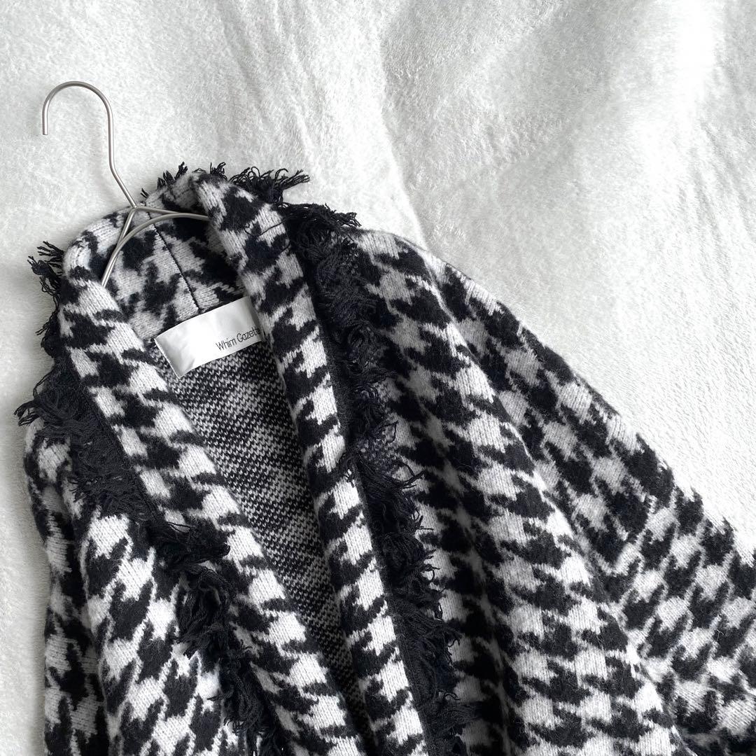 【ほぼ未使用✨】Whim Gazette ウールジャガードニットガウン　千鳥柄