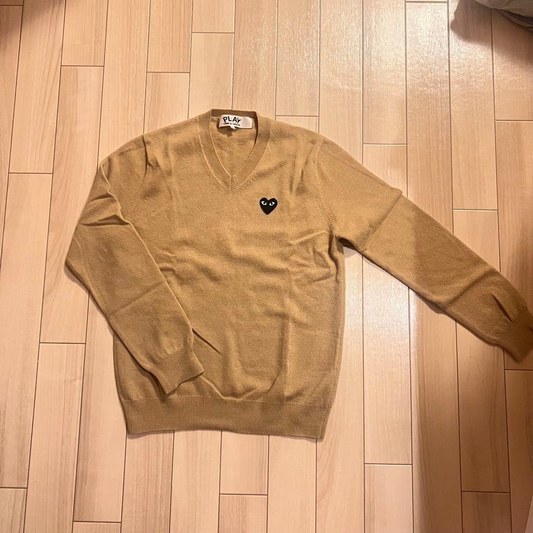 PLAY COMME des GARÇONS ベージュ Vネックセーター L