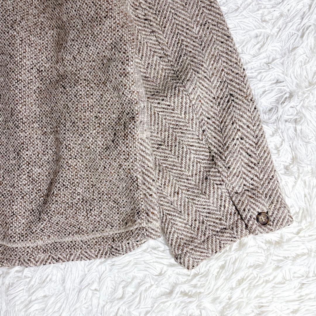 希少 イタリア製 ヘリンボーン ツイード ジャケット L ワーク 一点物