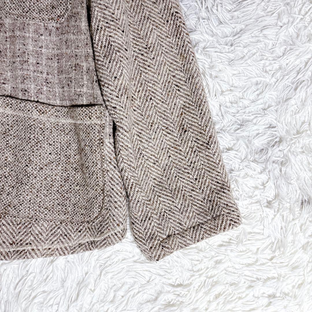 希少 イタリア製 ヘリンボーン ツイード ジャケット L ワーク 一点物