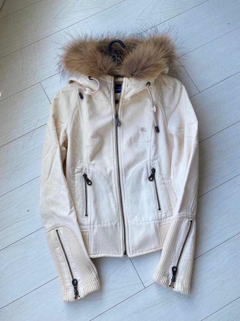 バーバリーブルーレーベル ファー付フーデッドブルゾン 38