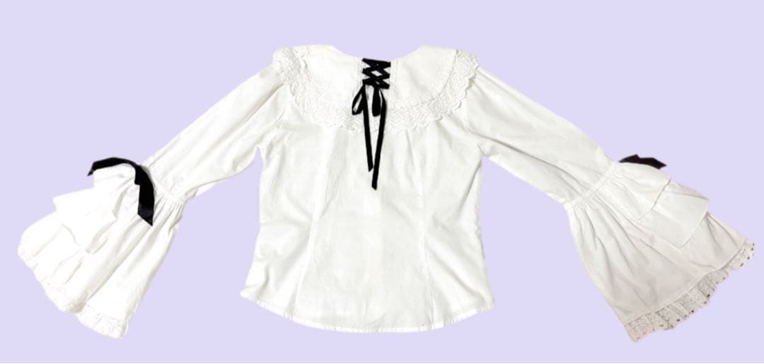 BABY Dear Roseフリル衿ブラウス(オフ白×黒)