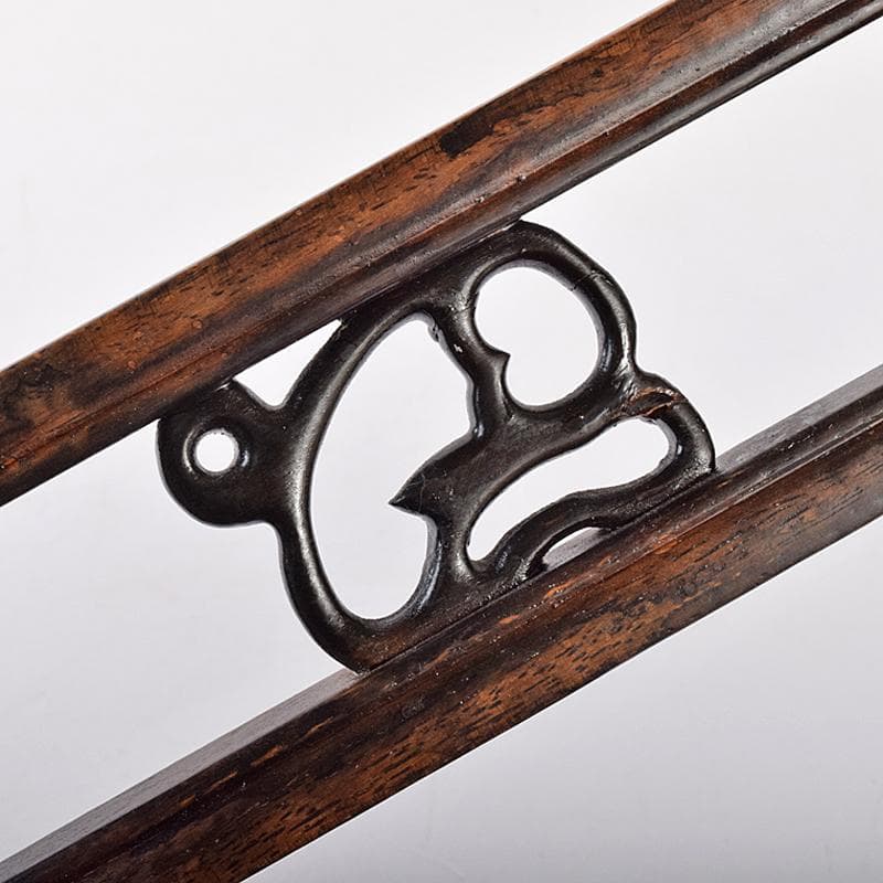 書道具　野崎松寿造　唐木紫檀製　 龍雕　筆掛　筆吊　V　R7943B