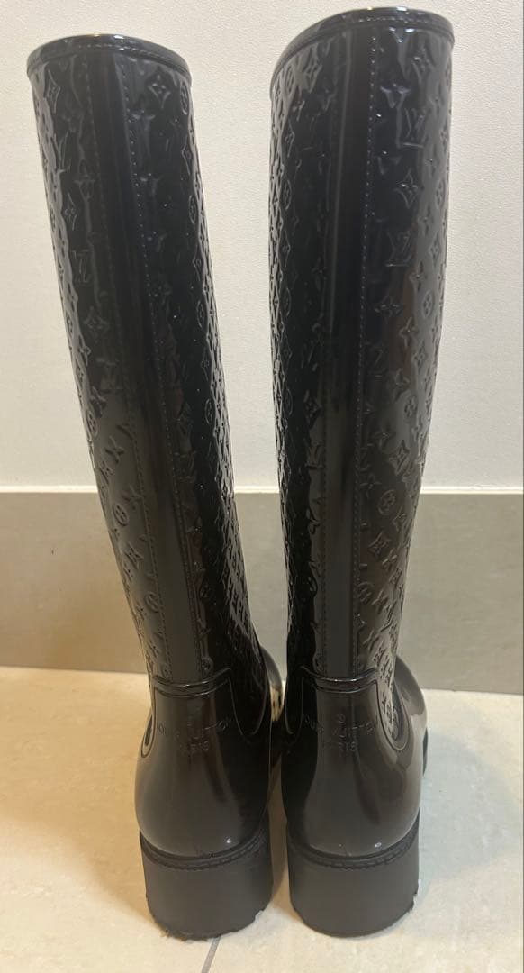 ルイヴィトン モノグラム レインブーツ ロング 黒 35