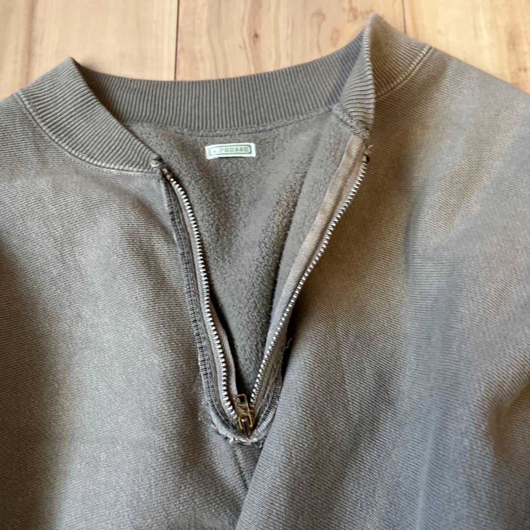 トップス A.PRESSE Vintage Half Zip Rib Collar Swe