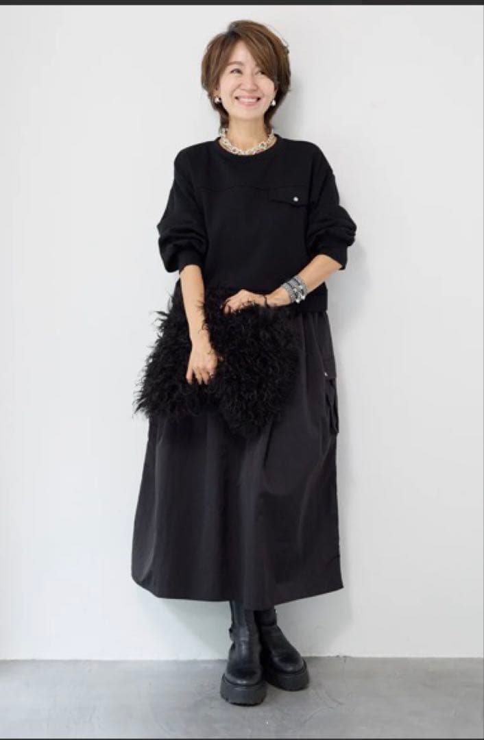 PLUS　OTO.HA　異素材ドッキングワンピース